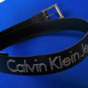 Calvin Klein Leather Belt Mens Sz 38